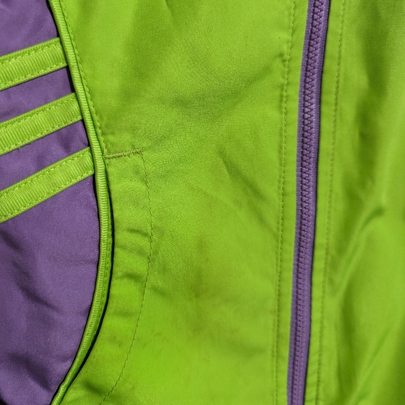 Adidas kids mesh lined windbreaker lime green purple size 3T - Picture 5 of 10